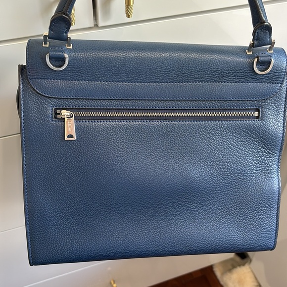 CELINE navy blue leather & suede TRAPEZE MEDIUM Bag - Picture 9 of 13